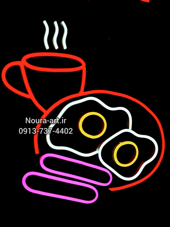 تابلو نئون کافه قهوه فنجان صبحانهتابلو قهوه تابلو نئون قهوه کافه کافی شاپ فنجان لایت باکس اروپایی تابلو ال ای دی اقساطی