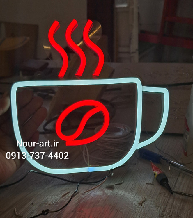 تابلو قهوه تابلو نئون طرح قهوه فنجان کافی کافه رستورا