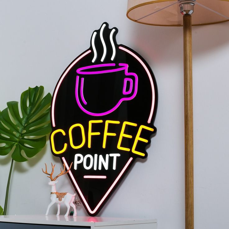 تابلو نئون طرح قهوه فنجان کافه coffee point بدون آدابتور