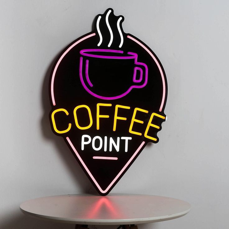تابلو نئون طرح قهوه فنجان کافه coffee point بدون آدابتور
