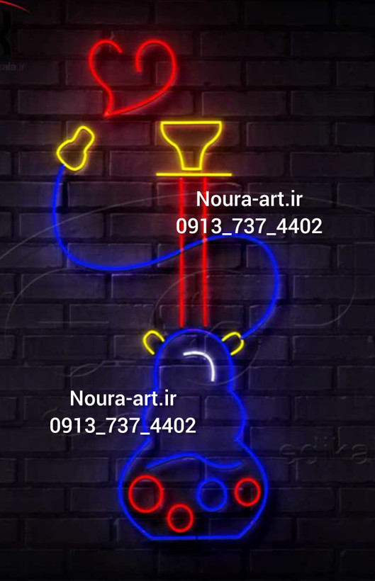 تابلو نئون طرح قلیان دخانیات تنباکو سیگار ذغال( اقساطی) بدون آدابتور