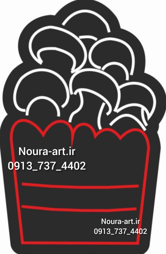 تابلو نئون طرح قارچ سوخاری همبرگر فست فود پیتزا اقساطی ترب پی اسنپ پی